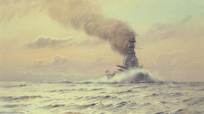 HMS HOOD WORKING UP TO FULL POWER- JULY 1923