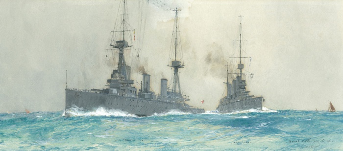 HMS LION AND HMS INDEFATIGABLE AT SEA, JULY 1912