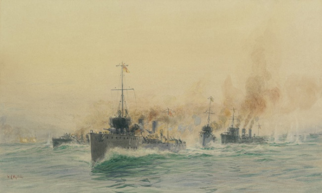 DESTROYERS ENGAGING THE GERMAN CRUISER MAINZ, 28th
