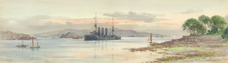 PLYMOUTH AND DRAKES ISLAND 1913  HMS CUMBERLAND