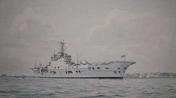 HMS ARK ROYAL (1955) AT ANCHOR IN THE SOLENT