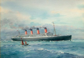 RMS AQUITANIA off Plymouth