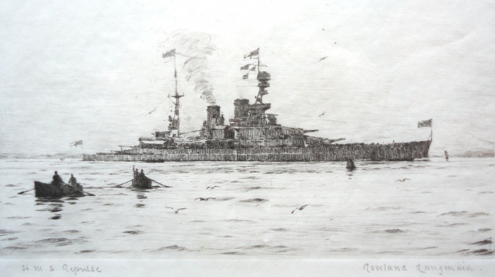 HMS REPULSE wearing a Royal Standard