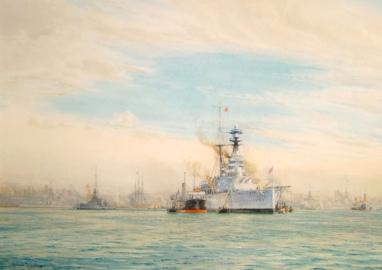 HMS ROYAL SOVEREIGN in Portsmouth Harbour, 1935