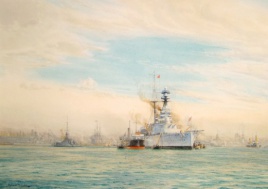 HMS ROYAL SOVEREIGN in Portsmouth Harbour, 1935