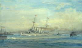 HMS DUBLIN torpedoed in th Adriatic, 1915