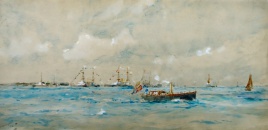 Fleet gathering and Royal Standard in the Solent, 1896