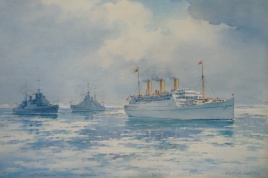 Royal Tour of Canada 1939: RMS EMPRESS of AUSTRALIA and escorting cruisers off Newfoundland
