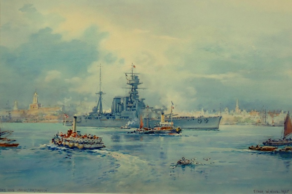 HMS HOOD sails from Portsmouth,  Summer1935