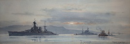 HMS HOOD in Plymouth Sound 1929