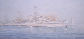 HMS NEPTUNE in action off Spartivento at 1525, 9 July 1940