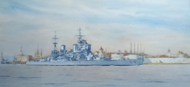 King George V Class battleship leaving Portsmouth c. 1946