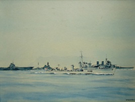 HMS FOXHOUND escorting ARK ROYAL, MALAYA and RENOWN 1940/41
