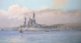 HMS COURAGEOUS.  The battle cruiser at anchor