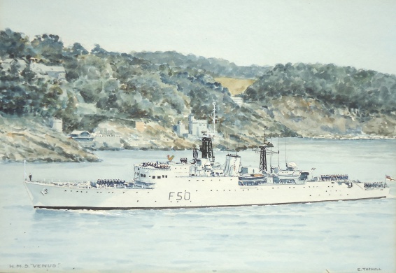 HMS VENUS entering Dartmouth early 1960s