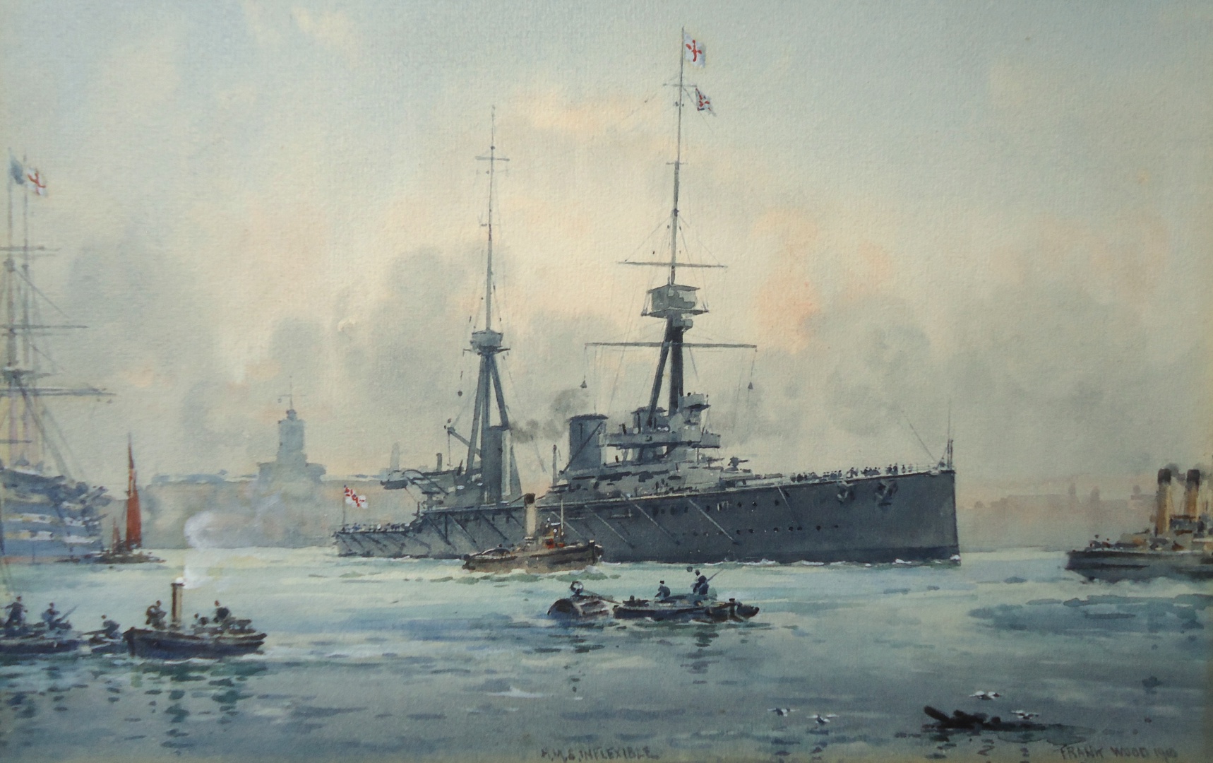 HMS INFLEXIBLE leaving Portsmouth.