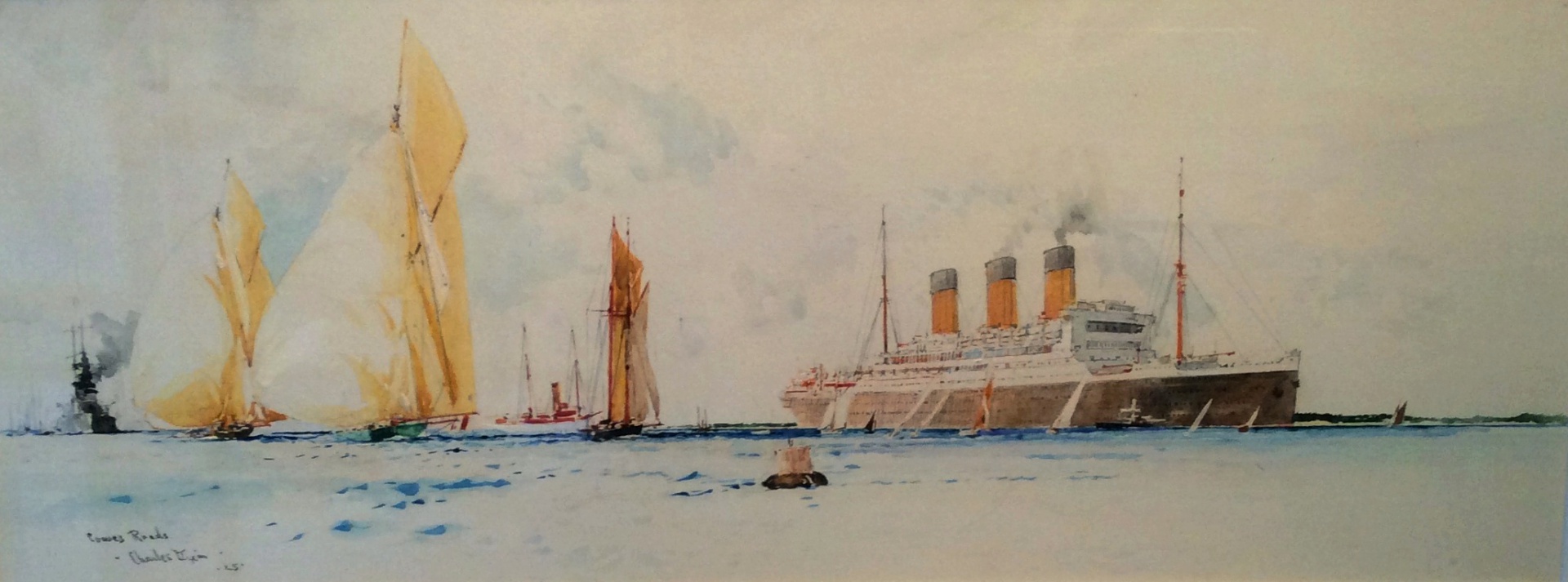 Cowes Roads - RMS BERENGARIA  amidst J class sailing cutters
