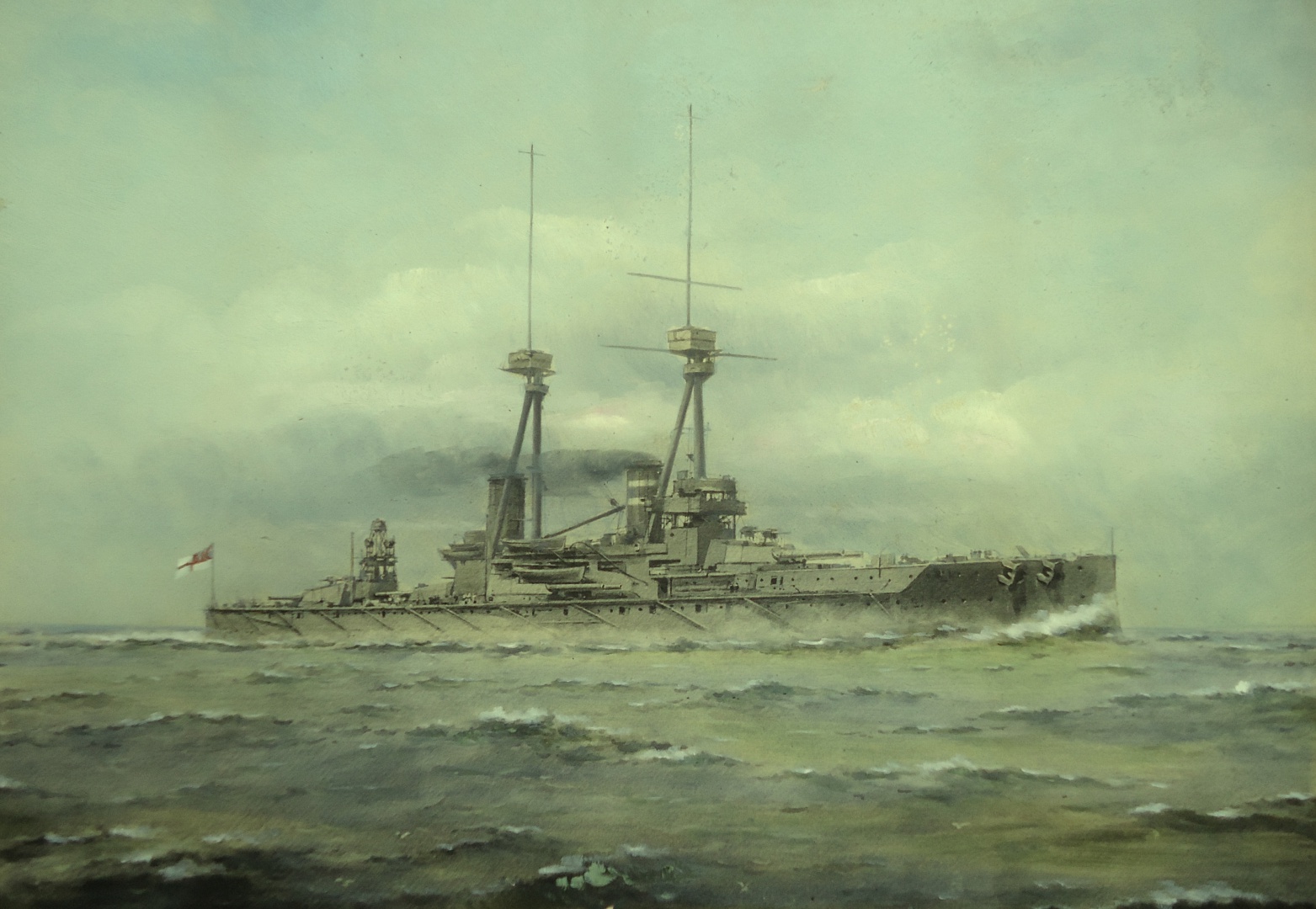 HMS SUPERB pre 1912/13 in the style of Frank Watson Wood