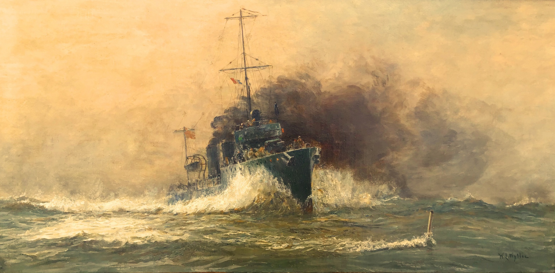Destroyer ramming U-Boat WW1