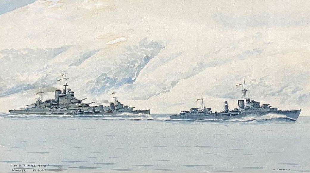 The 2nd Battle of Narvik. HMS WARSPITE and screening destroyers