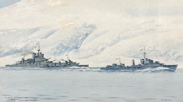 The 2nd Battle of Narvik. HMS WARSPITE and screening destroyers