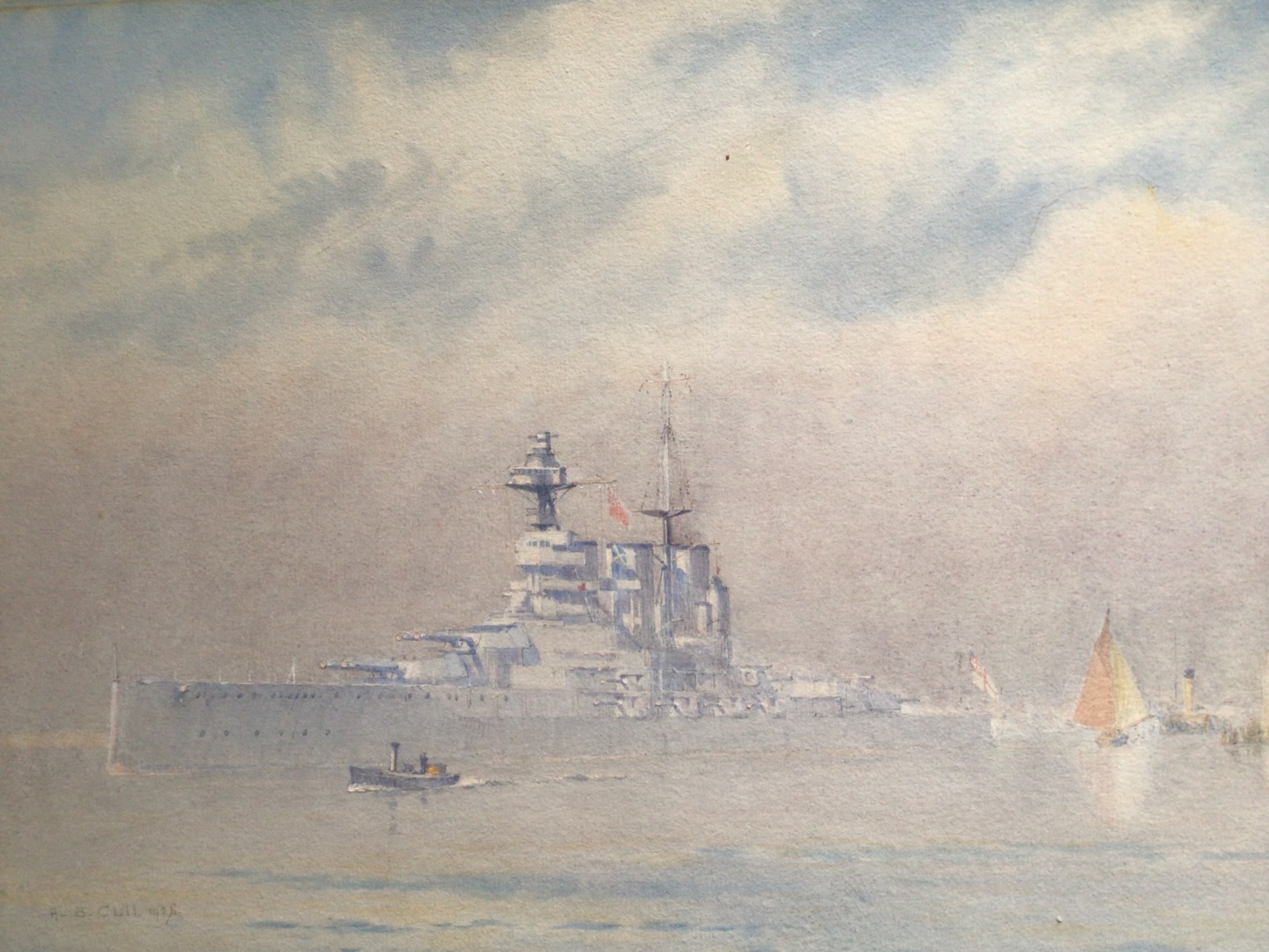 HMS TIGER leaving Portsmouth on a misty