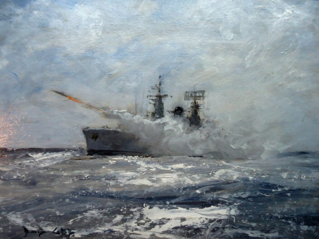 HMS CLEOPATRA LAUNCHES AN EXOCET C.1977